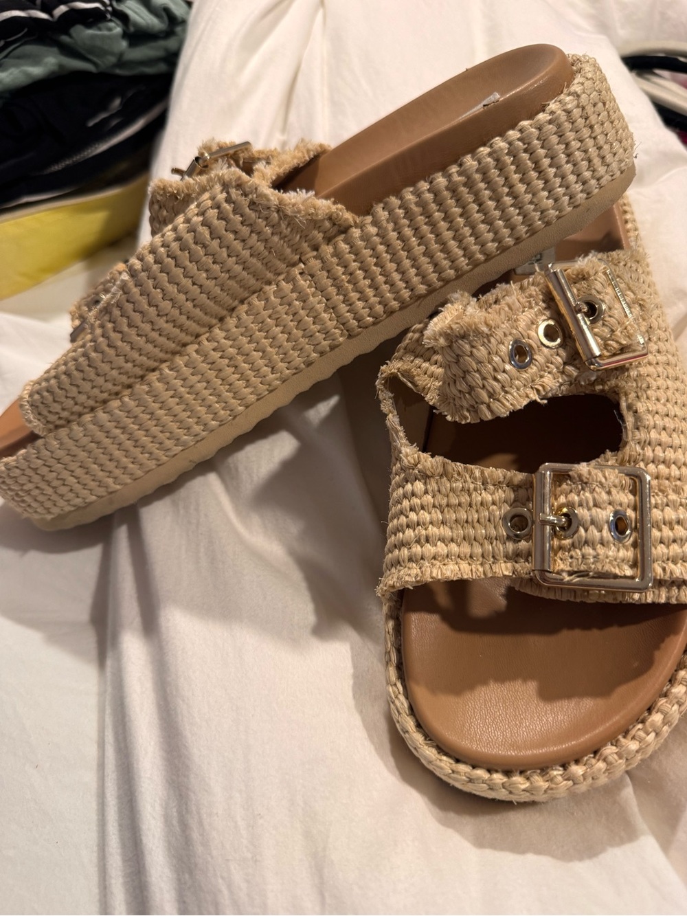 Steve Madden Karrigan Raffia Double-Buckle Slide Sandal - Picture 3 of 5